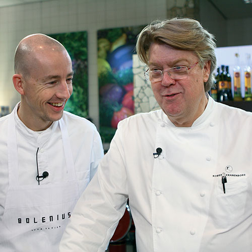 Robert Kranenborg en Luc Kusters koken met de olijfolie van Valderrama